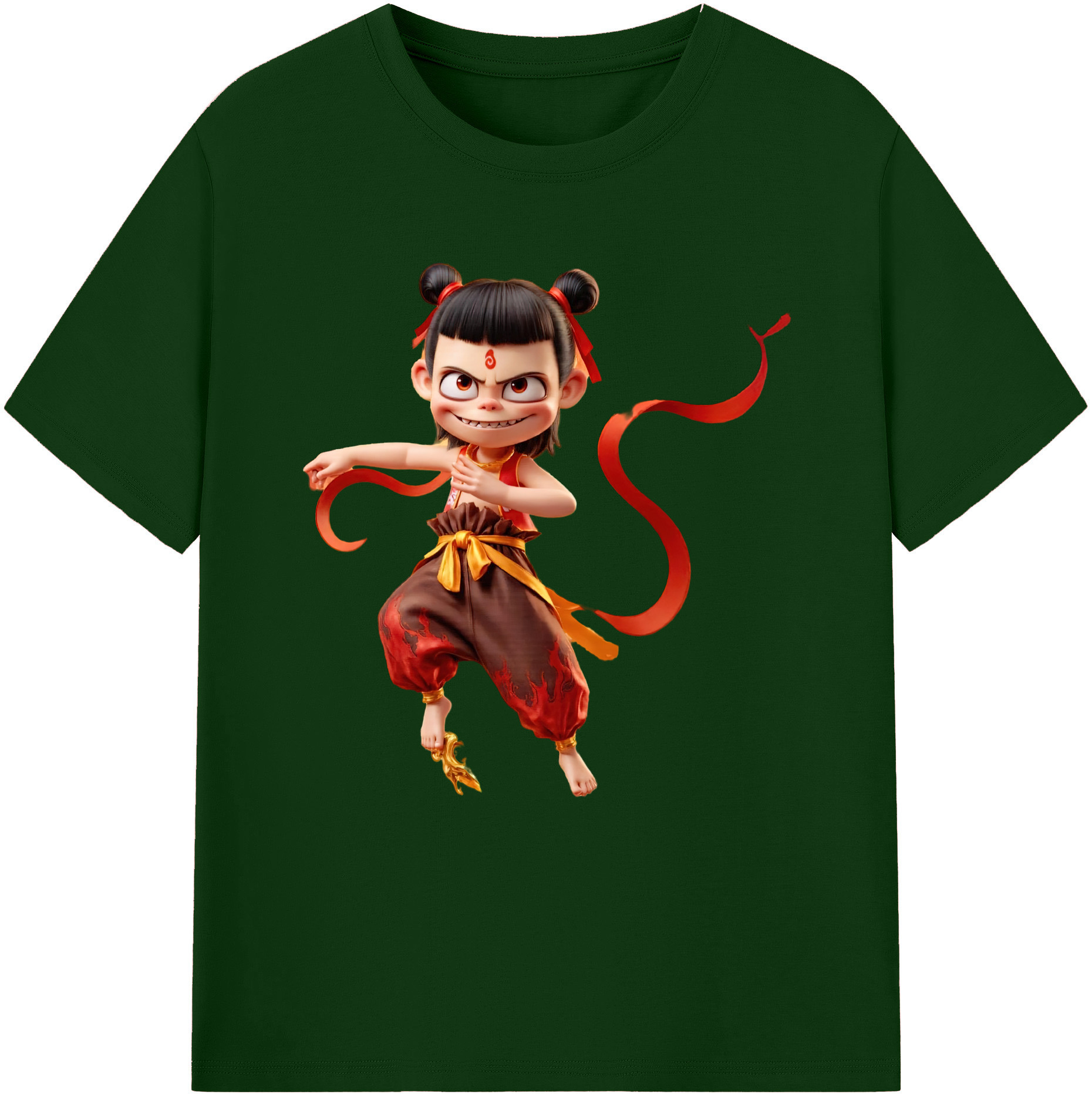 （画像用） Ne Zha 2 ナタ 魔童の大暴れ 綿100％半袖Tシャツ（フロントプリント）